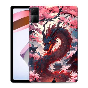 Силиконовый чехол на Xiaomi RedMi Pad с принтом Дракон Японский