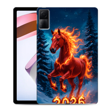 Силиконовый чехол на Xiaomi RedMi Pad с принтом Новый год коня