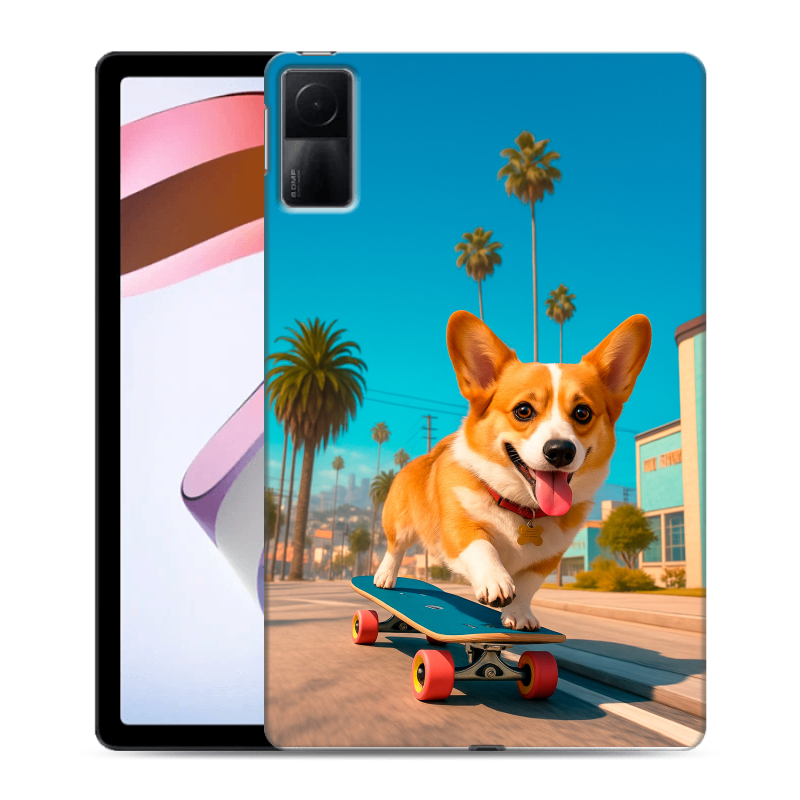 Силиконовый противоударный чехол на Xiaomi RedMi Pad с принтом Корги на скейте Силиконовый противоударный чехол на Xiaomi RedMi Pad с принтом Корги на скейте