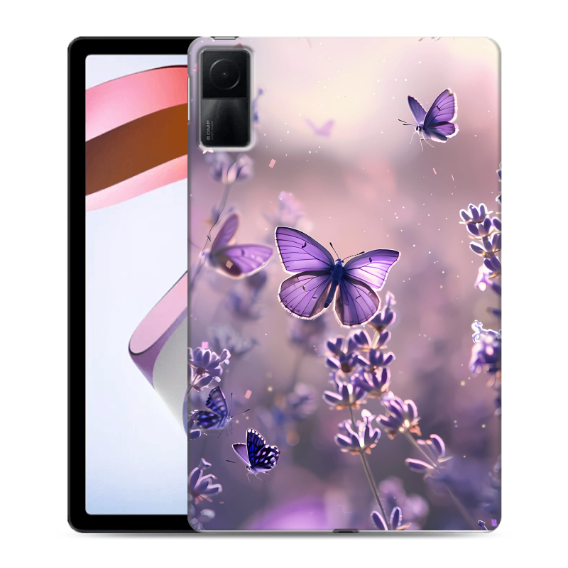 Силиконовый противоударный чехол на Xiaomi RedMi Pad с принтом бабочки и лаванда Силиконовый противоударный чехол на Xiaomi RedMi Pad с принтом бабочки и лаванда