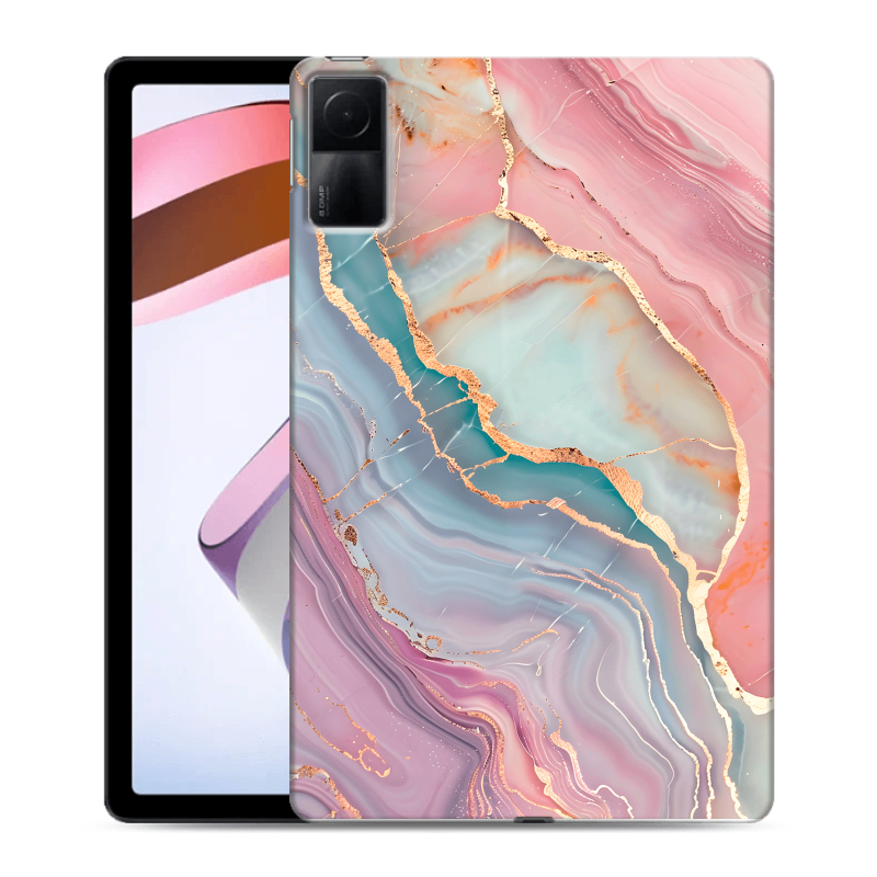 Силиконовый противоударный чехол на Xiaomi RedMi Pad с принтом розовый мрамор Силиконовый противоударный чехол на Xiaomi RedMi Pad с принтом розовый мрамор