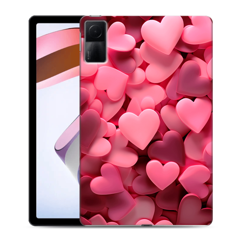 Силиконовый чехол на Xiaomi RedMi Pad с принтом розовые сердечки Силиконовый чехол на Xiaomi RedMi Pad с принтом розовые сердечки
