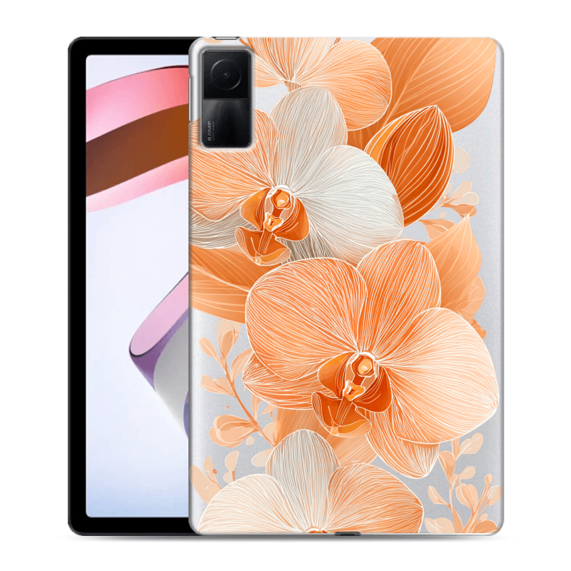 Силиконовый чехол на Xiaomi RedMi Pad с принтом Бежевые цветы Силиконовый чехол на Xiaomi RedMi Pad с принтом Бежевые цветы