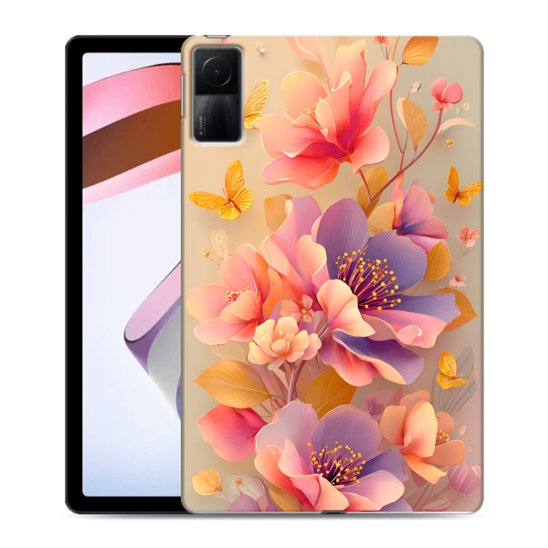 Силиконовый чехол на Xiaomi RedMi Pad с принтом Цветы и бабочки Силиконовый чехол на Xiaomi RedMi Pad с принтом Цветы и бабочки