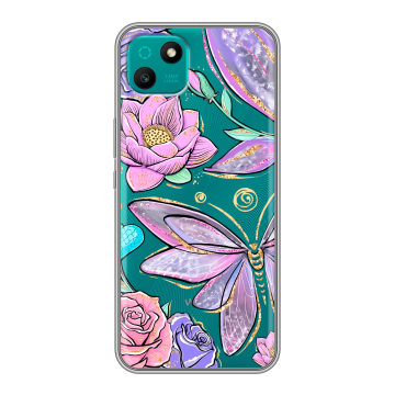 Силиконовый чехол на Wiko T10 с принтом Бабочки и цветы