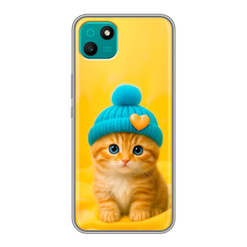 Силиконовый чехол на Wiko T10 с принтом Котенок в шапке