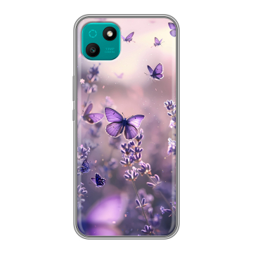 Силиконовый чехол на Wiko T10 с принтом бабочки и лаванда