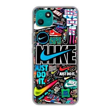 Силиконовый чехол на Wiko T10 с принтом найк nike черный