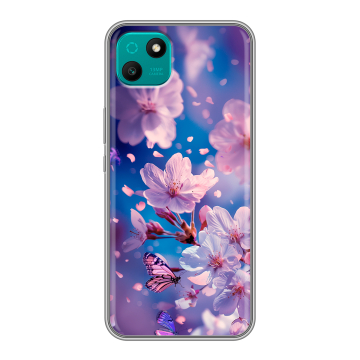 Силиконовый чехол на Wiko T10 с принтом цветы бабочки