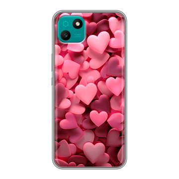 Силиконовый чехол на Wiko T10 с принтом розовые сердечки