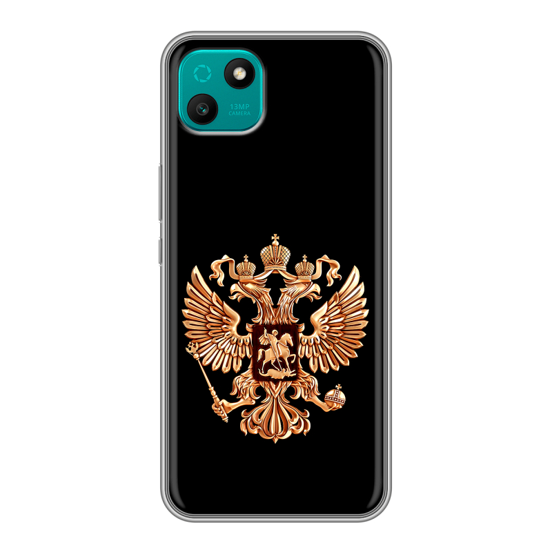 Силиконовый чехол на Wiko T10 с принтом Герб России золотой Силиконовый чехол на Wiko T10 с принтом Герб России золотой
