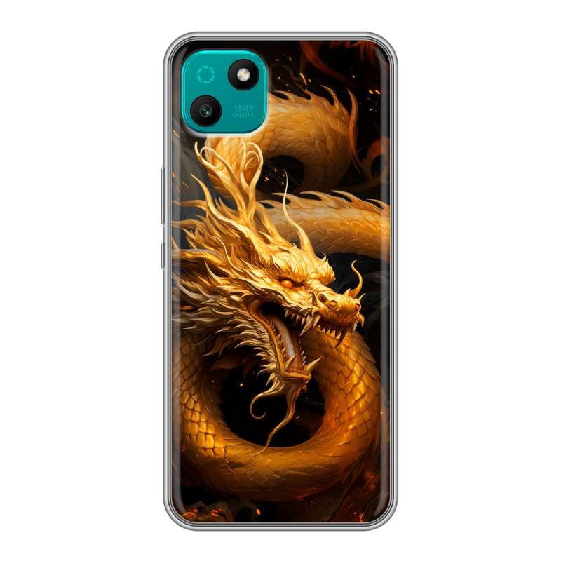 Силиконовый чехол на Wiko T10 с принтом Золотой дракон Силиконовый чехол на Wiko T10 с принтом Золотой дракон
