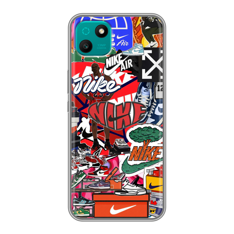 Силиконовый чехол на Wiko T10 с принтом Найк Nike яркий Силиконовый чехол на Wiko T10 с принтом Найк Nike яркий
