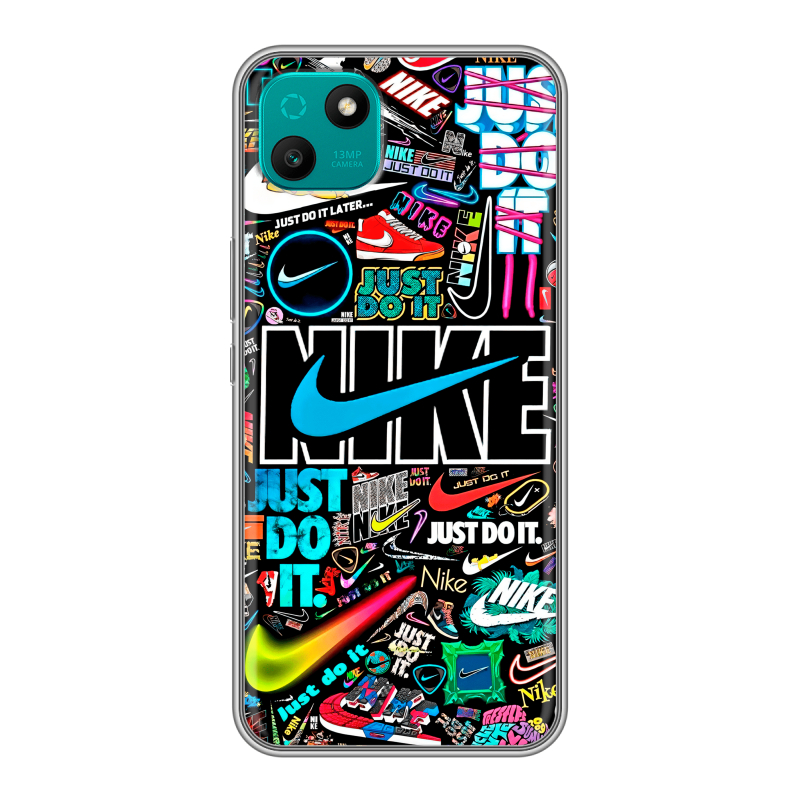Силиконовый чехол на Wiko T10 с принтом найк nike черный Силиконовый чехол на Wiko T10 с принтом найк nike черный