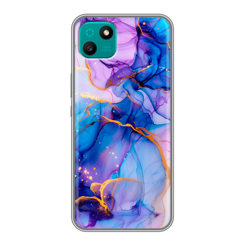 Силиконовый чехол на Wiko T10 с принтом синий мрамор Силиконовый чехол на Wiko T10 с принтом синий мрамор