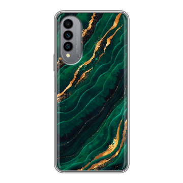 Силиконовый чехол на Wiko T50 с принтом Мрамор зеленое золото Силиконовый чехол на Wiko T50 с принтом Мрамор зеленое золото