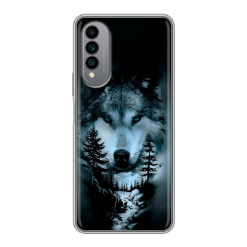Силиконовый чехол на Wiko T50 с принтом Лесной волк Силиконовый чехол на Wiko T50 с принтом Лесной волк
