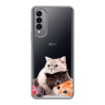 Силиконовый чехол на Wiko T50 с принтом Кошки Силиконовый чехол на Wiko T50 с принтом Кошки