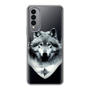 Силиконовый чехол на Wiko T50 с принтом Волк в лесу