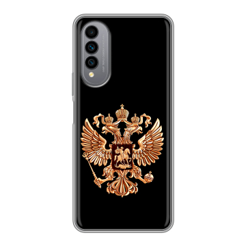 Силиконовый чехол на Wiko T50 с принтом Герб России золотой