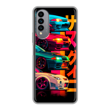 Силиконовый чехол на Wiko T50 с принтом Гоночные машины