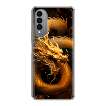 Силиконовый чехол на Wiko T50 с принтом Золотой дракон