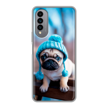 Силиконовый чехол на Wiko T50 с принтом Мопс в шапке
