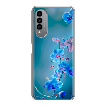 Силиконовый чехол на Wiko T50 с принтом Голубые цветы
