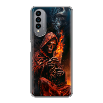Силиконовый чехол на Wiko T50 с принтом Скелет и карты
