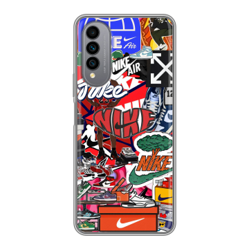 Силиконовый чехол на Wiko T50 с принтом Найк Nike яркий