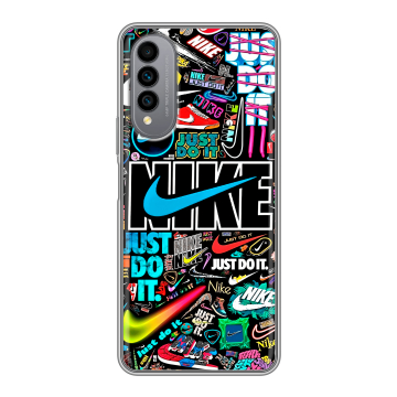 Силиконовый чехол на Wiko T50 с принтом найк nike черный