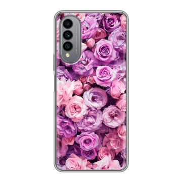 Силиконовый чехол на Wiko T50 с принтом лавандовые розы Силиконовый чехол на Wiko T50 с принтом лавандовые розы
