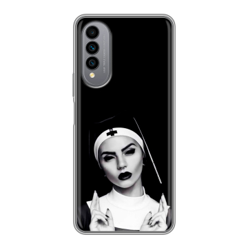 Силиконовый чехол на Wiko T50 с принтом монашка