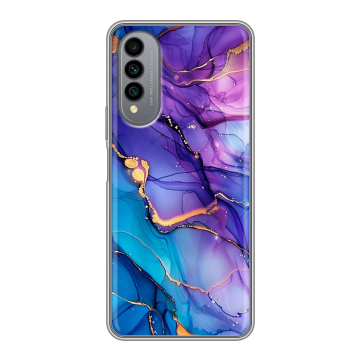 Силиконовый чехол на Wiko T50 с принтом синий мрамор