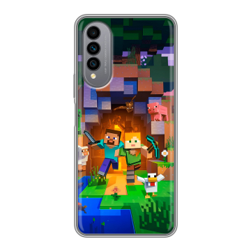 Силиконовый чехол на Wiko T50 с принтом Майнкрафт Minecraft