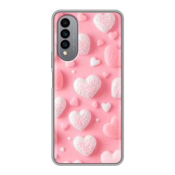 Силиконовый чехол на Wiko T50 с принтом Сердечки