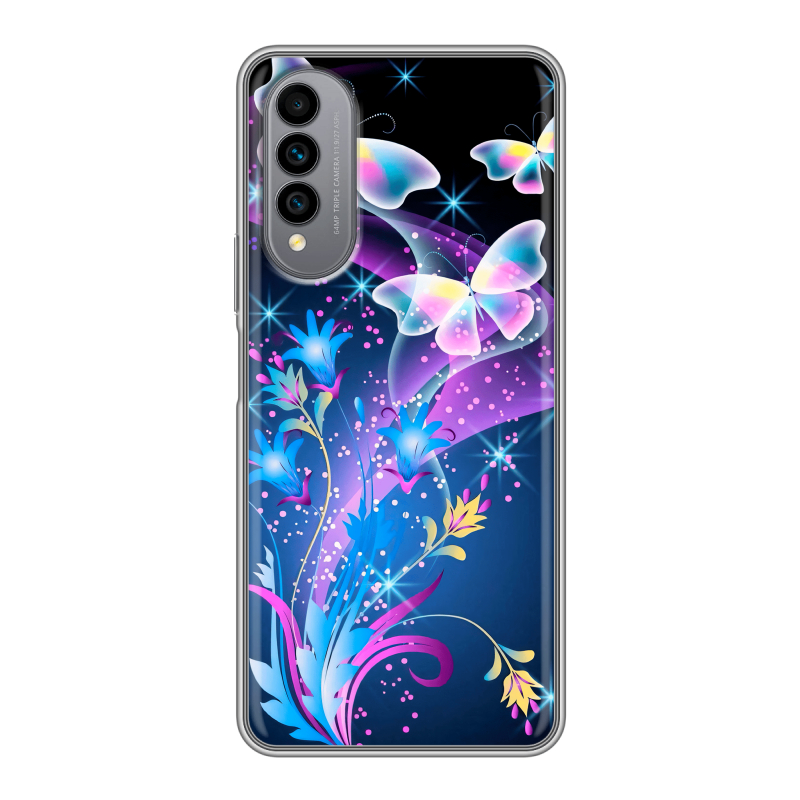 Силиконовый чехол на Wiko T50 с принтом Бабочки Силиконовый чехол на Wiko T50 с принтом Бабочки
