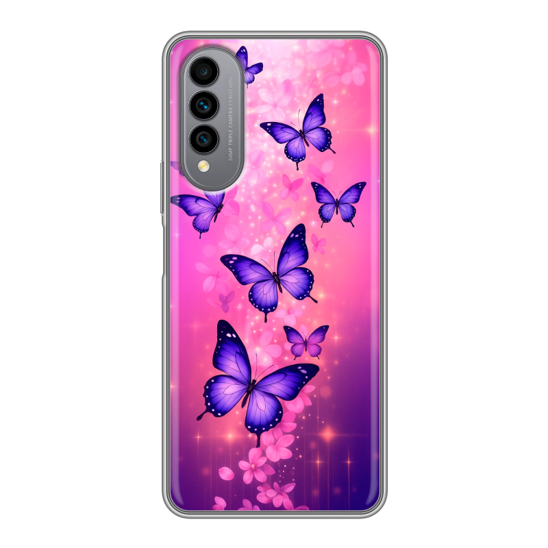 Силиконовый чехол на Wiko T50 с принтом Бабочки Силиконовый чехол на Wiko T50 с принтом Бабочки