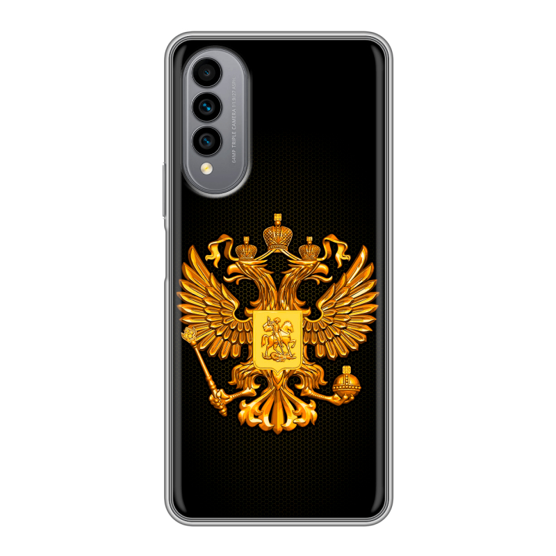 Силиконовый чехол на Wiko T50 с принтом Герб России желтый Силиконовый чехол на Wiko T50 с принтом Герб России желтый