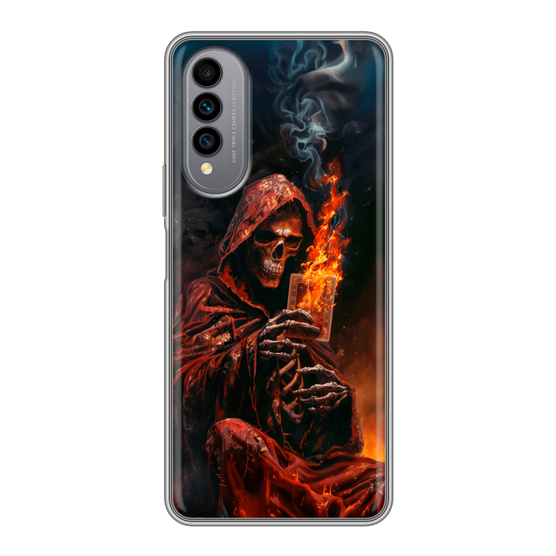 Силиконовый чехол на Wiko T50 с принтом Скелет и карты Силиконовый чехол на Wiko T50 с принтом Скелет и карты