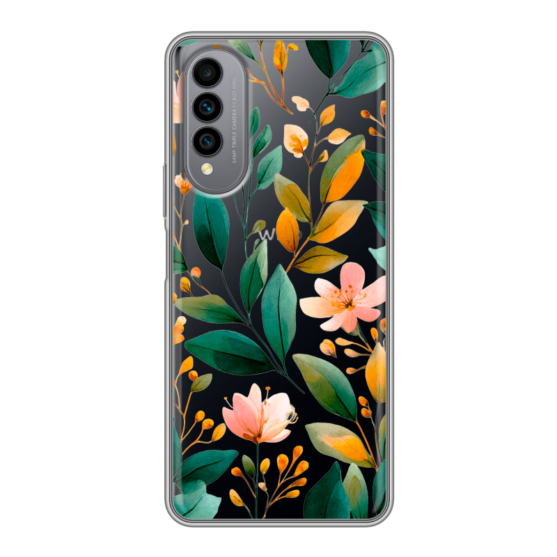 Силиконовый чехол на Wiko T50 с принтом Цветы паттерн Силиконовый чехол на Wiko T50 с принтом Цветы паттерн