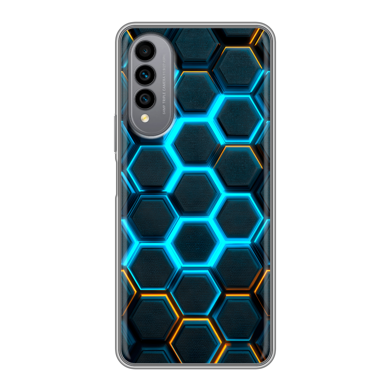 Силиконовый чехол на Wiko T50 с принтом Неоновые соты Силиконовый чехол на Wiko T50 с принтом Неоновые соты