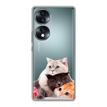 Силиконовый чехол на Huawei Honor 70 с принтом Кошки Силиконовый чехол на Huawei Honor 70 с принтом Кошки