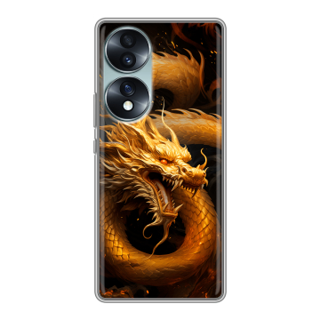 Силиконовый чехол на Huawei Honor 70 с принтом Золотой дракон Силиконовый чехол на Huawei Honor 70 с принтом Золотой дракон