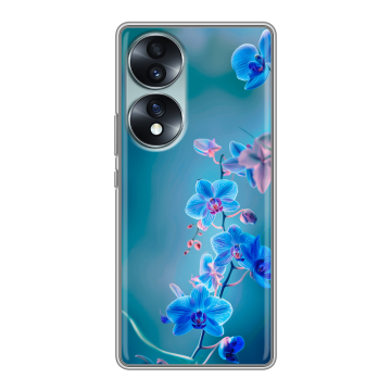Силиконовый чехол на Huawei Honor 70 с принтом Голубые цветы Силиконовый чехол на Huawei Honor 70 с принтом Голубые цветы