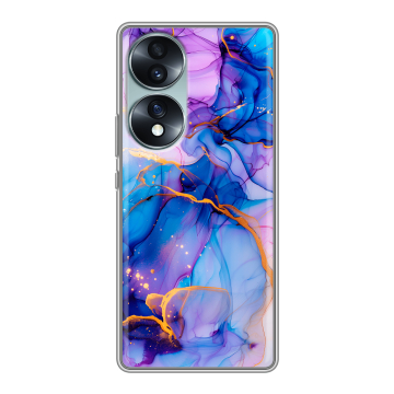 Силиконовый чехол на Huawei Honor 70 с принтом синий мрамор Силиконовый чехол на Huawei Honor 70 с принтом синий мрамор