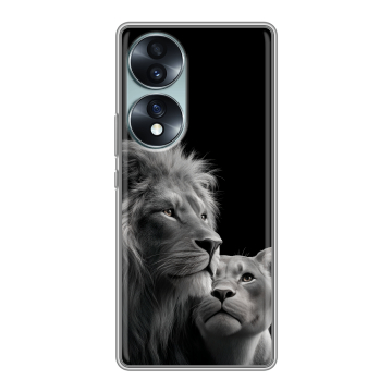 Силиконовый чехол на Huawei Honor 70 с принтом Лев кошки