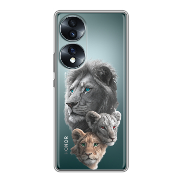 Силиконовый чехол на Huawei Honor 70 с принтом Львы