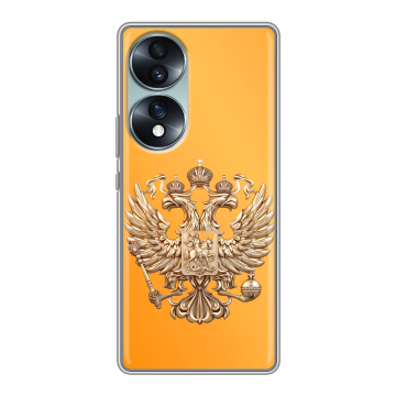 Силиконовый чехол на Huawei Honor 70 с принтом Герб Флаг России