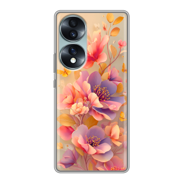 Силиконовый чехол на Huawei Honor 70 с принтом Цветы и бабочки